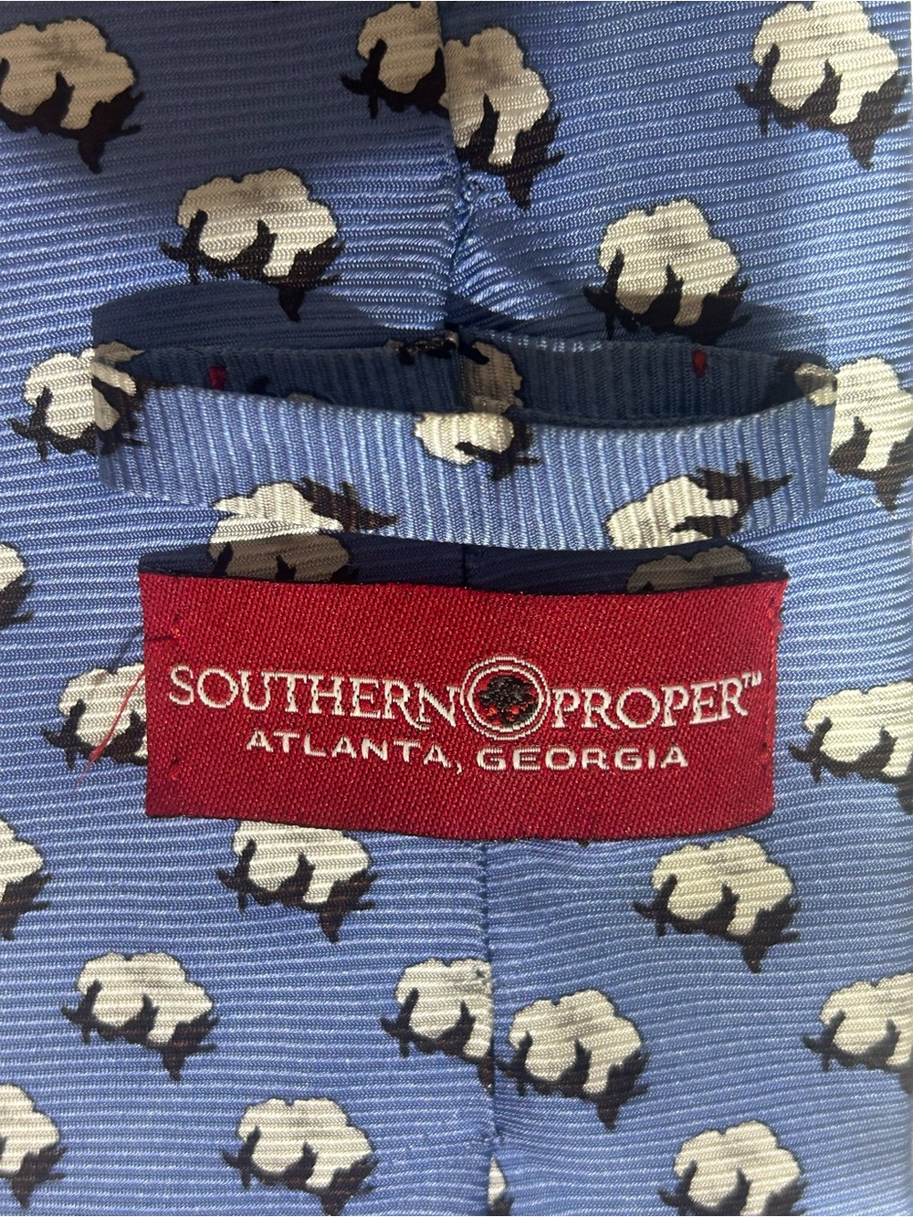 Southern Proper Light Blue Cotton Motif Silk Tie
